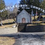 Picture of the "Middleburgh Cemetery" sign in front of the Vault.